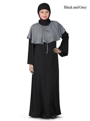 MyBatua Black Polyester Islamic Wear Arabian Dailywear Muslim Long Abaya With Hijab 1