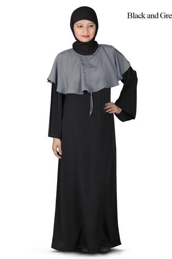 MyBatua Black Polyester Islamic Wear Arabian Dailywear Muslim Long Abaya With Hijab