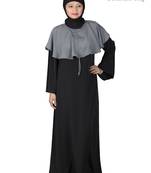 MyBatua Black Polyester Islamic Wear Arabian Dailywear Muslim Long Abaya With Hijab