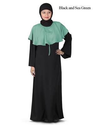 MyBatua Black Polyester Islamic Wear Arabian Dailywear Muslim Long Abaya With Hijab 1