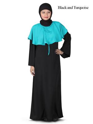 MyBatua Black Polyester Islamic Wear Arabian Dailywear Muslim Long Abaya With Hijab 1