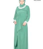 MyBatua Green Polyester Islamic Wear Arabian Dailywear Muslim Long Abaya With Hijab