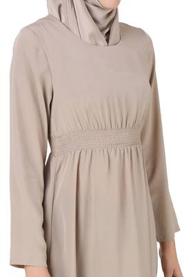 MyBatua Beige Polyester Islamic Wear Arabian Dailywear Muslim Long Abaya With Hijab 3