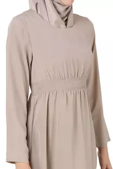 MyBatua Beige Polyester Islamic Wear Arabian Dailywear Muslim Long Abaya With Hijab