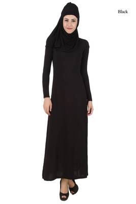 MyBatua Black Rayon Islamic Wear Arabian Dailywear Muslim Long Abaya With Hijab 1