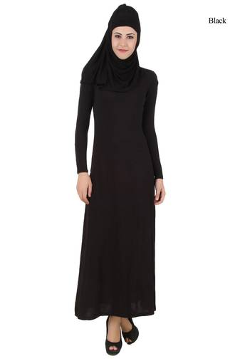 MyBatua Black Rayon Islamic Wear Arabian Dailywear Muslim Long Abaya With Hijab