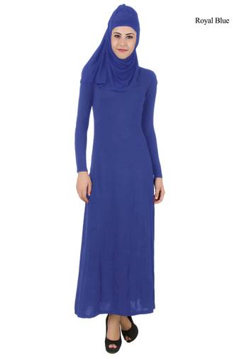 MyBatua Blue Rayon Islamic Wear Arabian Dailywear Muslim Long Abaya With Hijab