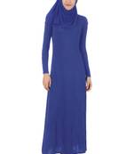 MyBatua Blue Rayon Islamic Wear Arabian Dailywear Muslim Long Abaya With Hijab