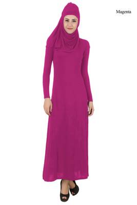 MyBatua Magenta Rayon Islamic Wear Arabian Dailywear Muslim Long Abaya With Hijab 1