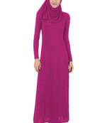MyBatua Magenta Rayon Islamic Wear Arabian Dailywear Muslim Long Abaya With Hijab