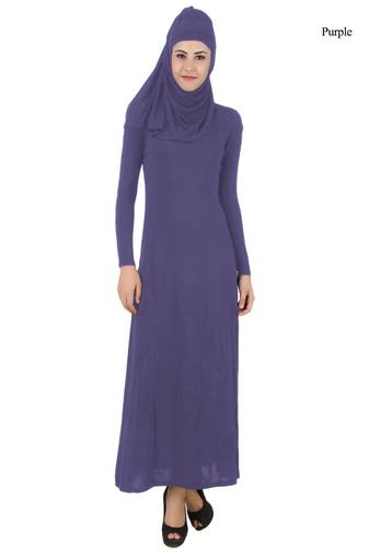 MyBatua Purple Rayon Islamic Wear Arabian Dailywear Muslim Long Abaya With Hijab