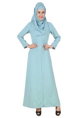 MyBatua Blue Rayon Islamic Wear Arabian Dailywear Muslim Long Abaya With Hijab 1