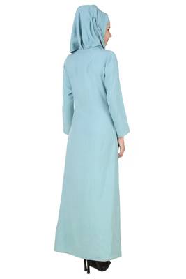 MyBatua Blue Rayon Islamic Wear Arabian Dailywear Muslim Long Abaya With Hijab 2