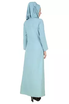 MyBatua Blue Rayon Islamic Wear Arabian Dailywear Muslim Long Abaya With Hijab