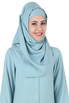 MyBatua Blue Rayon Islamic Wear Arabian Dailywear Muslim Long Abaya With Hijab 4