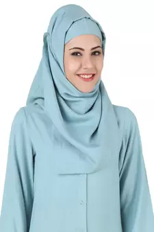 MyBatua Blue Rayon Islamic Wear Arabian Dailywear Muslim Long Abaya With Hijab