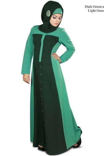 MyBatua Green Polyester Islamic Wear Arabian Dailywear Muslim Long Abaya With Hijab