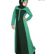 MyBatua Green Polyester Islamic Wear Arabian Dailywear Muslim Long Abaya With Hijab