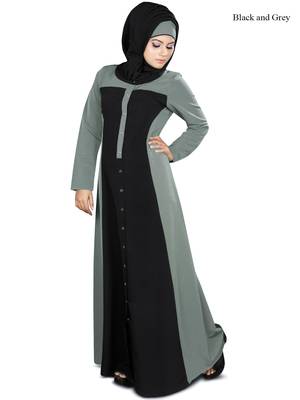 MyBatua Black Polyester Islamic Wear Arabian Dailywear Muslim Long Abaya With Hijab 1
