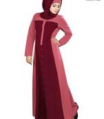 MyBatua Maroon Polyester Islamic Wear Arabian Dailywear Muslim Long Abaya With Hijab