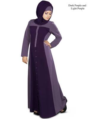 MyBatua Purple Polyester Islamic Wear Arabian Dailywear Muslim Long Abaya With Hijab 1