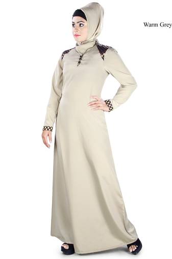 MyBatua Grey Polyester Islamic Wear Arabian Dailywear Muslim Long Abaya With Hijab