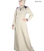 MyBatua Grey Polyester Islamic Wear Arabian Dailywear Muslim Long Abaya With Hijab