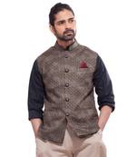 Abhivani brown color chinese collar waistcoat & shirt for men
