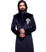 Abhivani NAVY BLUE color Chinese collar Sherwani for men