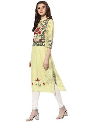 Yellow cotton kurtas-and-kurtis 3