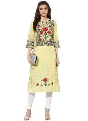 Yellow cotton kurtas-and-kurtis 4