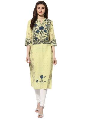 Yellow cotton kurtas-and-kurtis 1