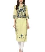 Yellow cotton kurtas-and-kurtis