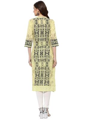 Yellow cotton kurtas-and-kurtis 2