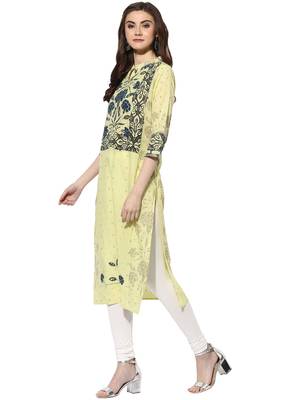 Yellow cotton kurtas-and-kurtis 3