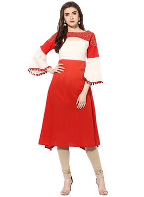 Red cotton kurtas-and-kurtis 1