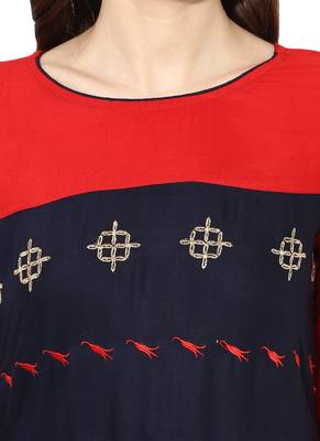 Red rayon embroidered-kurtis 5