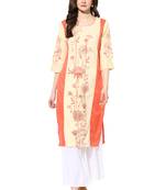 Cream rayon kurtas-and-kurtis