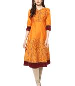 Orange cotton poly kurtas-and-kurtis