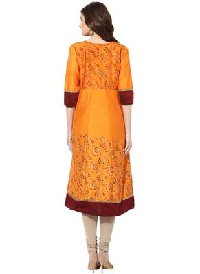 Orange cotton poly kurtas-and-kurtis 2