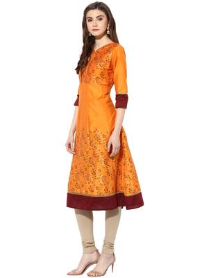 Orange cotton poly kurtas-and-kurtis 3