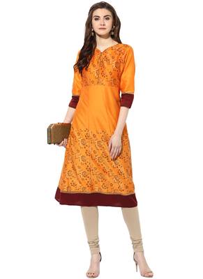 Orange cotton poly kurtas-and-kurtis 4