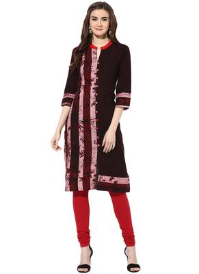 Brown rayon kurtas-and-kurtis 1