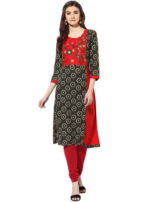 Green cotton embroidered-kurtis 1