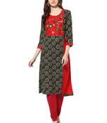 Green cotton embroidered-kurtis