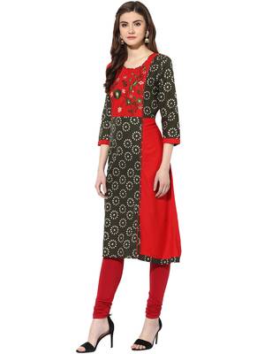 Green cotton embroidered-kurtis 3