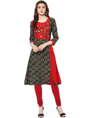 Green cotton embroidered-kurtis 4