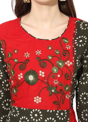 Green cotton embroidered-kurtis 5