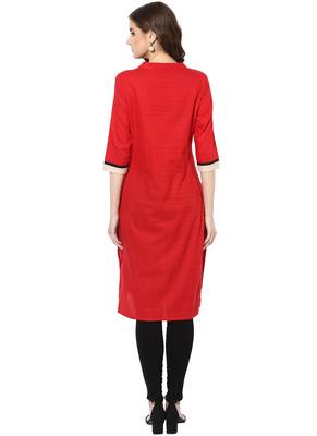 Red rayon embroidered-kurtis 2