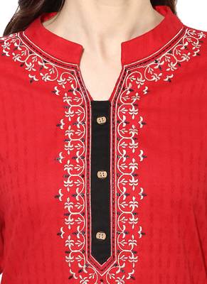Red rayon embroidered-kurtis 5